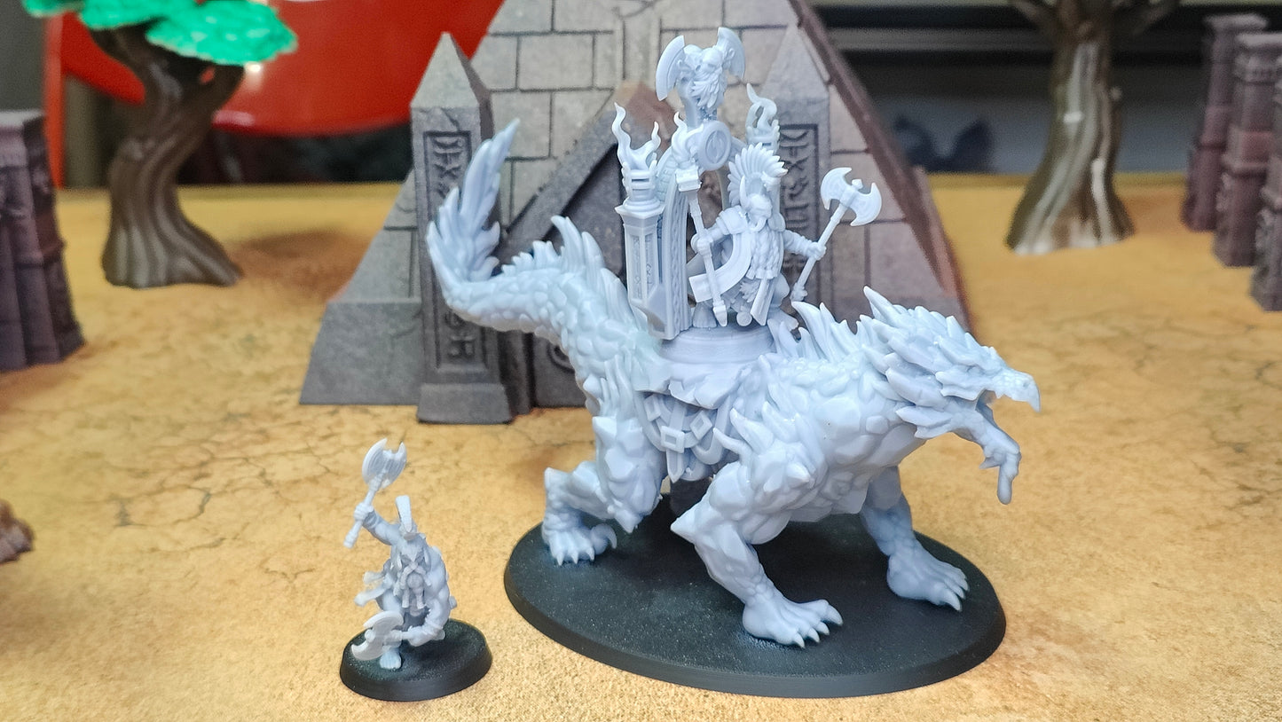 Dwarven Kingdoms Volcanic Beast with Rune Priest and Axe Thrower