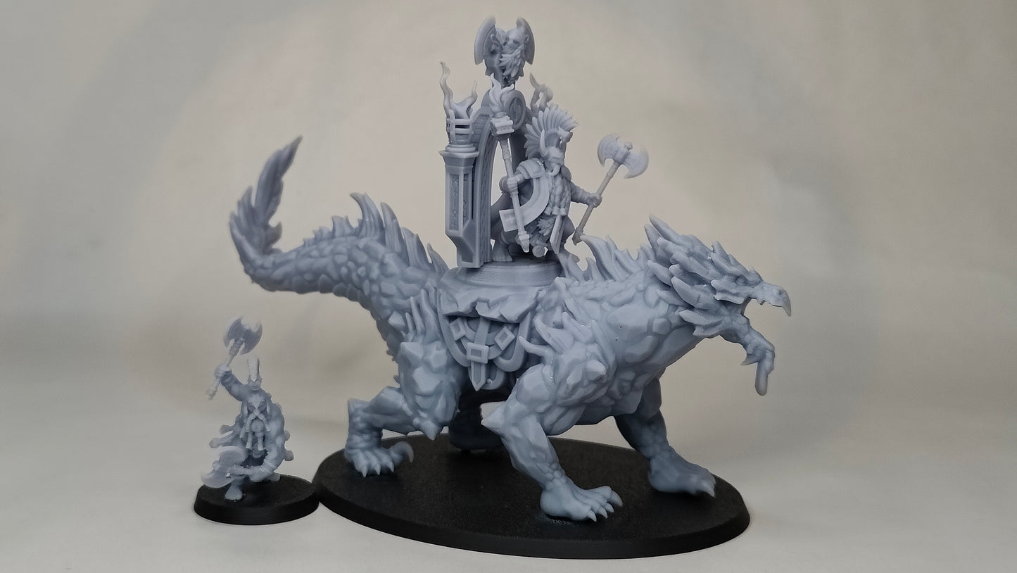Dwarven Kingdoms Volcanic Beast with Rune Priest and Axe Thrower