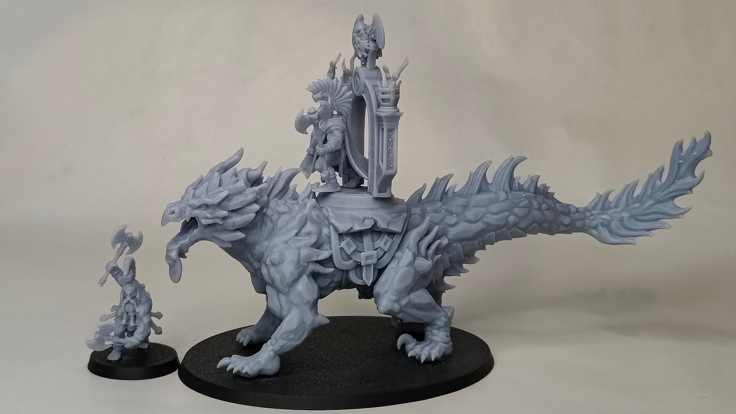 Dwarven Kingdoms Volcanic Beast with Rune Priest and Axe Thrower